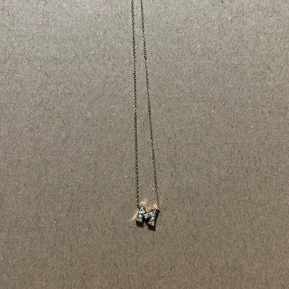 M Initial Necklace in 14k Yellow Gold and Diamonds